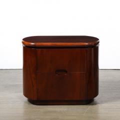 John Stuart Pair of Mid Century Modernist Walnut Bullet Form Nightstands Signed John Stuart - 3523605