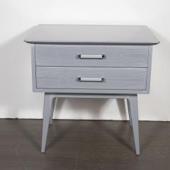 John Stuart Pair of Midcentury Cerused Nightstands with Chromed Fittings by John Stuart Inc - 1522279