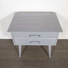 John Stuart Pair of Midcentury Cerused Nightstands with Chromed Fittings by John Stuart Inc - 1522287