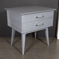 John Stuart Pair of Midcentury Cerused Nightstands with Chromed Fittings by John Stuart Inc - 1522338