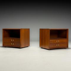 John Stuart Paul Frankl John Stuart Mid Century Modern Concave Nightstands Walnut 1950s - 3889541