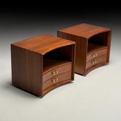 John Stuart Paul Frankl John Stuart Mid Century Modern Concave Nightstands Walnut 1950s - 3889542