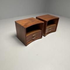 John Stuart Paul Frankl Mid Century Modern Concave Nightstands Walnut Brass USA 1950s - 3457139