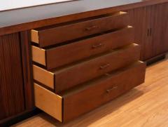 John Stuart Rare Long Low Walnut Tambour Media Cabinet Attr Milo Baughman for John Stuart - 3982464