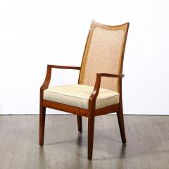 John Stuart Set of 8 Mid Century Handrubbed Walnut Cane Dining Chairs Signed John Stuart - 2366081