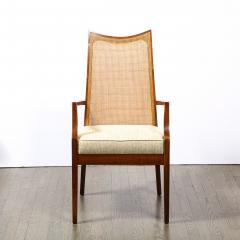 John Stuart Set of 8 Mid Century Handrubbed Walnut Cane Dining Chairs Signed John Stuart - 2366082