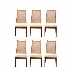 John Stuart Set of 8 Mid Century Handrubbed Walnut Cane Dining Chairs Signed John Stuart - 2366083