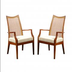 John Stuart Set of 8 Mid Century Handrubbed Walnut Cane Dining Chairs Signed John Stuart - 2366084