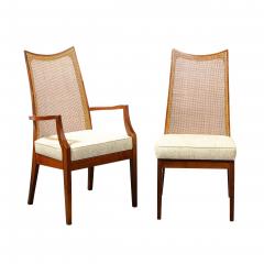 John Stuart Set of 8 Mid Century Handrubbed Walnut Cane Dining Chairs Signed John Stuart - 2366086