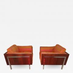 John Stuart Spectacular Pair Milo Baughman Style Rosewood Cube Lounge Chairs by John Stuart - 1145434