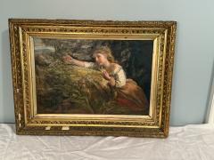 John Thomas Peele GIRL ON PRIMROSE BANK OIL PAINTING BY JOHN THOMAS PEELE - 4271410