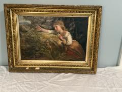 John Thomas Peele GIRL ON PRIMROSE BANK OIL PAINTING BY JOHN THOMAS PEELE - 4271412