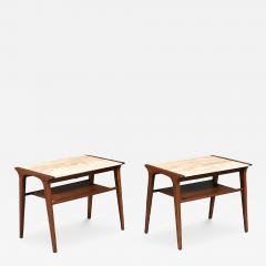 John Van Koert John Van Koert Profile Travertine Top Side Tables for Drexel - 4579173