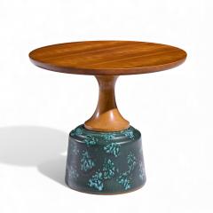 John Van Koert John Van Koert for Drexel Green Ceramic and Walnut Side End Tables Pair - 4415783