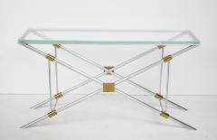 John Vesey Console Table Polished Aluminum with Brass Trim by John Vesey - 1054189