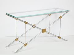 John Vesey Console Table Polished Aluminum with Brass Trim by John Vesey - 1054190