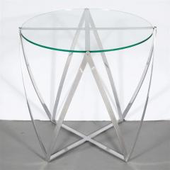 John Vesey John Vesey Aluminum and Glass Spool Side Table - 3140985