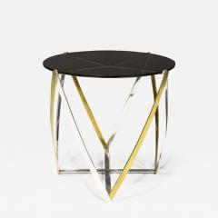 John Vesey John Vesey Brass and Brushed Aluminum End Table 1970s Smoked Glass Top - 2352332