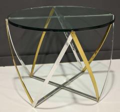 John Vesey Large John Vesey Brass and Brushed Aluminum Table 1970s Glass Top - 2350110