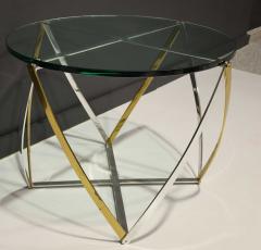 John Vesey Large John Vesey Brass and Brushed Aluminum Table 1970s Glass Top - 2350111