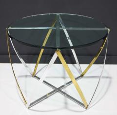 John Vesey Large John Vesey Brass and Brushed Aluminum Table 1970s Glass Top - 2350113