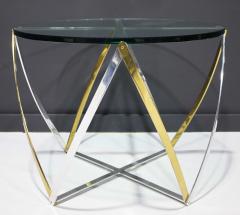 John Vesey Large John Vesey Brass and Brushed Aluminum Table 1970s Glass Top - 2350114