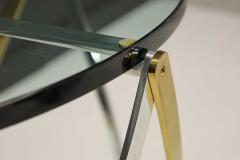 John Vesey Large John Vesey Brass and Brushed Aluminum Table 1970s Glass Top - 2350116