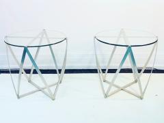 John Vesey Pair of Amazing John Vesey Sculptural Aluminum and Glass Accent Tables - 739323