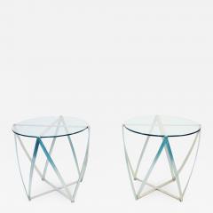 John Vesey Pair of Amazing John Vesey Sculptural Aluminum and Glass Accent Tables - 739537