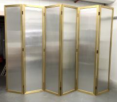 John Vesey Tall Vintage Brass and Brushed Aluminum 6 Panel Screen - 2500783