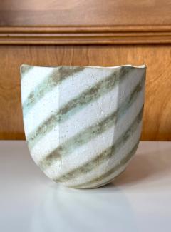 John Ward Ceramic Faceted Vessel with Striped Glaze by John Ward - 3132035