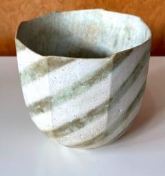 John Ward Ceramic Faceted Vessel with Striped Glaze by John Ward - 3132037