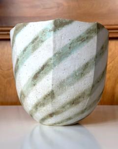 John Ward Ceramic Faceted Vessel with Striped Glaze by John Ward - 3132041