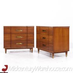 John Widdicomb Mid Century Walnut and Brass Chest of Drawers Pair - 3687832