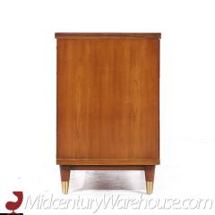 John Widdicomb Mid Century Walnut and Brass Chest of Drawers Pair - 3687833