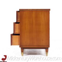 John Widdicomb Mid Century Walnut and Brass Chest of Drawers Pair - 3687834