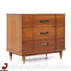 John Widdicomb Mid Century Walnut and Brass Chest of Drawers Pair - 3687835