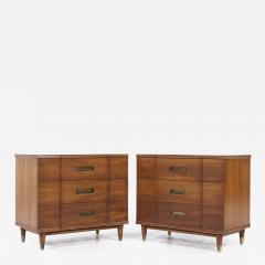 John Widdicomb Mid Century Walnut and Brass Chest of Drawers Pair - 3690208