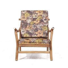 John Wisner John Wisner for Ficks Reed MCM Brass and Rattan Pagoda Lounge Chairs Pair - 3826853