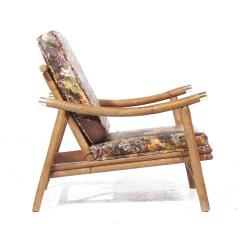 John Wisner John Wisner for Ficks Reed MCM Brass and Rattan Pagoda Lounge Chairs Pair - 3826855