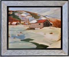 John Wolfe New England Winters Day John Wolfe Oil Paint on Academy Baard - 2306948