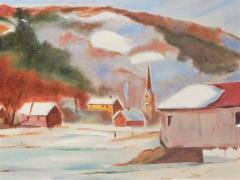 John Wolfe New England Winters Day John Wolfe Oil Paint on Academy Baard - 2306955