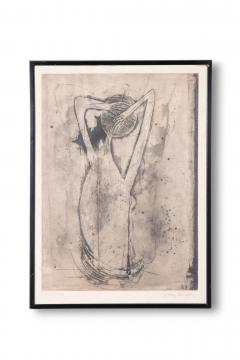 Johnny Friedlaender Etching La Coiffure Nude Woman Hairdressing in Shower 1955 - 4478347