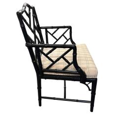 Jonathan Adler Hollywood Regency Jonathan Adler Black Lacquered Faux Bamboo Chippendale Chairs - 4271759