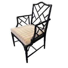 Jonathan Adler Hollywood Regency Jonathan Adler Black Lacquered Faux Bamboo Chippendale Chairs - 4271760
