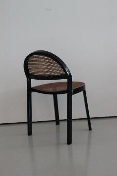 Jonathan De Pas Donato DUrbino Paolo Lomazzi Set of Six Black Wood and Caned Dining Chairs - 259541