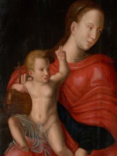 Joos van Cleve 16th C Biblical Manner of Joos van Cleve Madonna with Child Oil on Panel - 1996210
