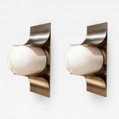 Jordi Vilanova Jordi Vilanova i Bosch Pair of Stainless Steel Sconces Spain 1960s - 1237352