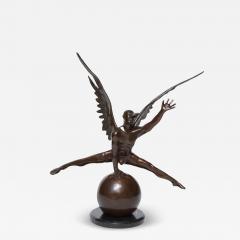 Jorge Marin Jorge Mar n Equilibrium Bronze Figure on a Ball with Carnival Mask Signed  - 4248600