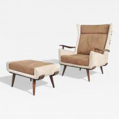 Jorge Zalszupin Bergere Armchair with Ottoman by Jorge Zalszupin c 1950s - 3963986